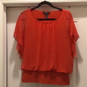 Style & co blouse with waistband. Flattering style size S bright orange.